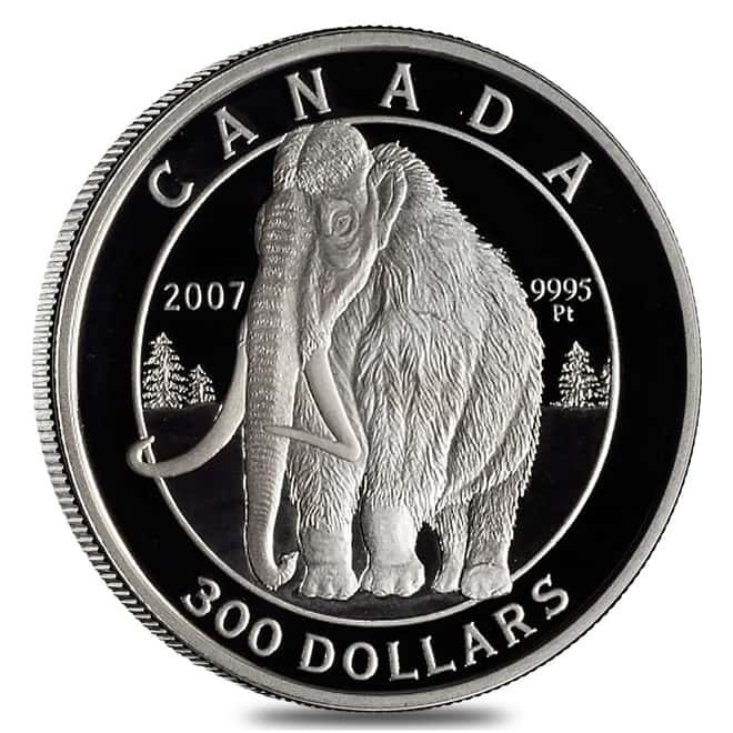 2007 1 oz Platinum Canadian Woolly Mammoth $300 Proof Coin (w/Box & COA)