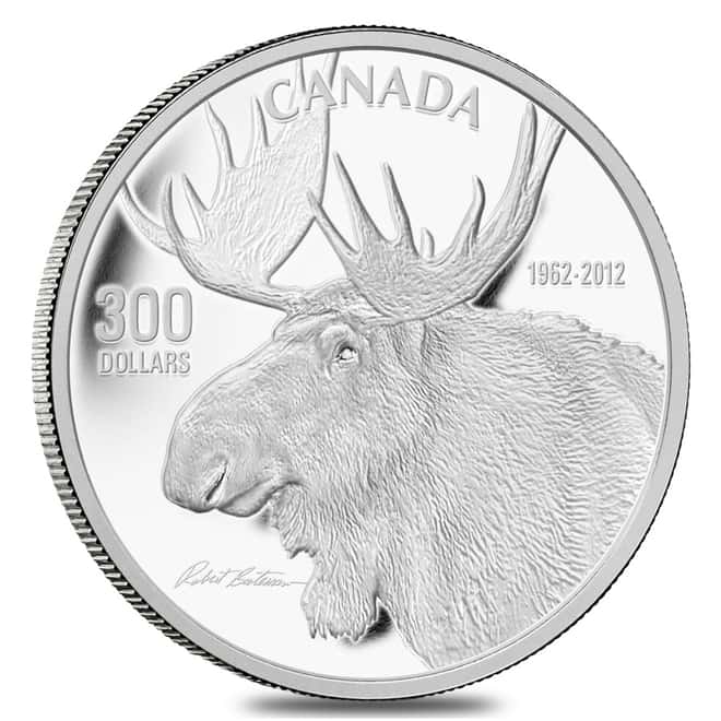 2012 1 oz Platinum Canadian Bull Moose $300 Proof Coin (w/Box & COA)