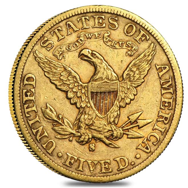 $5 Gold Half Eagle Liberty Head - Ex Jewelry (Random Year)