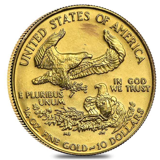 1990 1/4 oz Gold American Eagle MCMXC (Abrasions)
