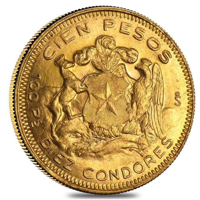 Chile Gold 100 Pesos AU (Random Year,1926-1980)