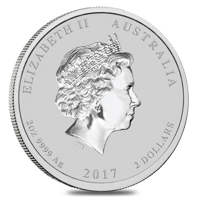 2017 2 oz Silver Lunar Year of The Rooster BU Australian Perth Mint In Capsule