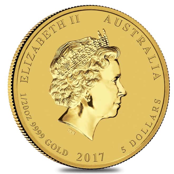 2017 1/20 oz Gold Lunar Year of The Rooster BU Australia Perth Mint (In Capsule)