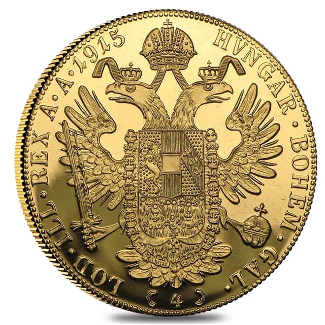 1915 Austrian 4 Ducat Gold Restrike AU/BU