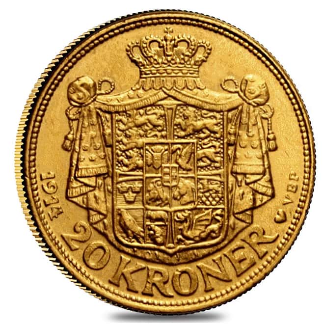 1914 20 Kroner Danish Gold Coin