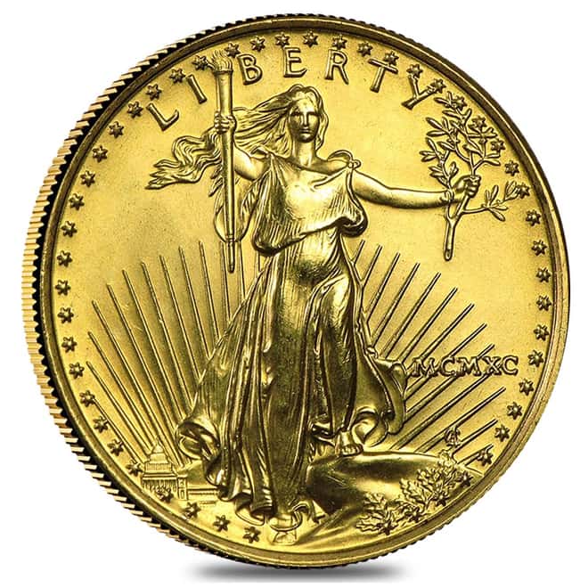 \\D3X7Q842\Internal-Images\Kate\Images for the web site\Gold\Gold Coins&Rounds\USA\Gold American Eagles\1990\1990 0.25 oz Gold American Eagle BU (MCMXC)