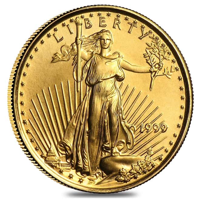 1999 1/10 oz Gold American Eagle $5 Coin Uncirculated (In Assay)