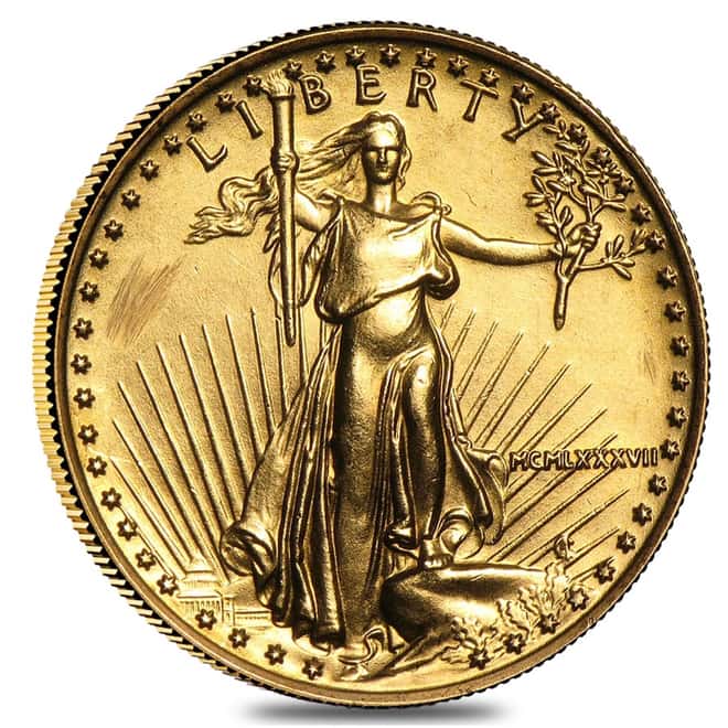 1987 1/4 oz Gold American Eagle MCMLXXXVII (Abrasions)