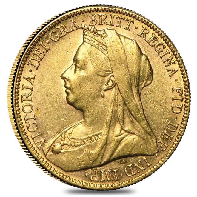 1893-1901-M Australia Gold Sovereign Victoria Veil Head Avg Circ