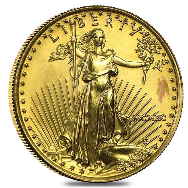 1990 1/4 oz Gold American Eagle MCMXC (Abrasions)