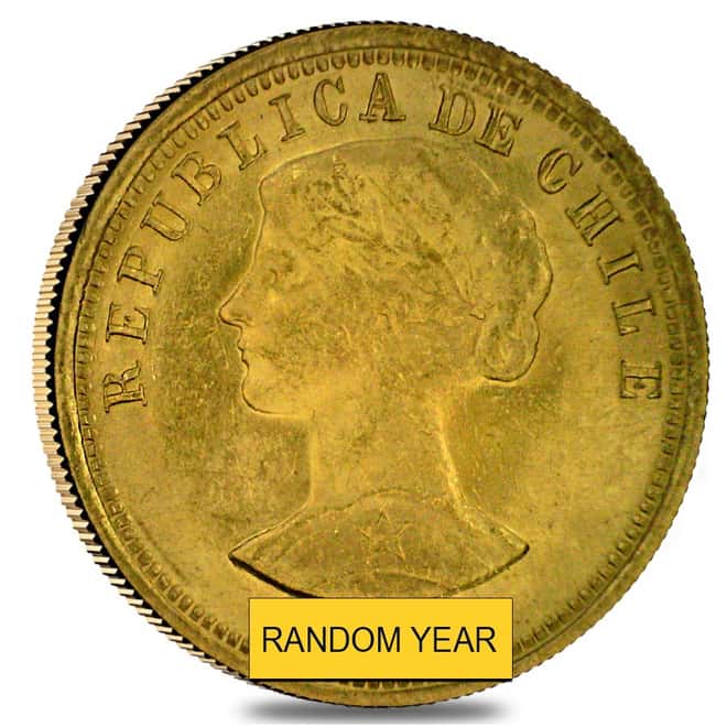 Chile Gold 100 Pesos Scruffy (Random Year,1926-1980)
