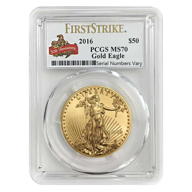 2016 1 oz Gold American Eagle PCGS MS 70 First Strike (Eagle Label)
