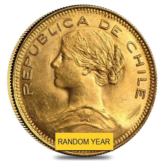 Chile Gold 100 Pesos Avg Circ (Random Year,1926-1980)
