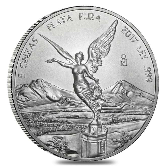 2017 5 oz Mexican Silver Libertad Coin .999 Fine BU