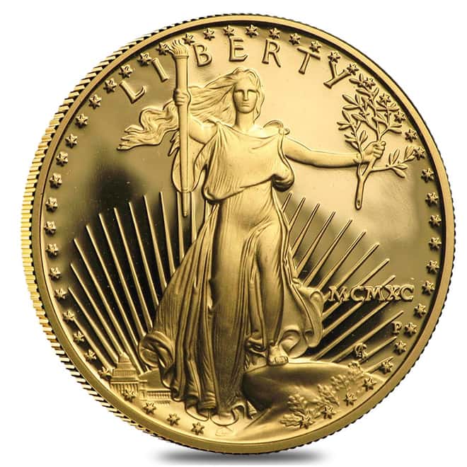 1990-P 1/2 oz $25 Proof Gold American Eagle (w/Box & COA)