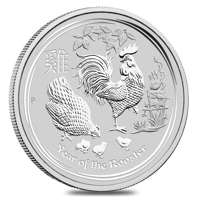 2017 1 Kilo Silver Lunar Year of The Rooster BU Australian Perth Mint (In Capsule)