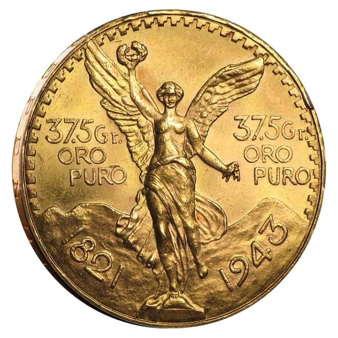 1943 50 Pesos Mexican Gold Coin AU/BU