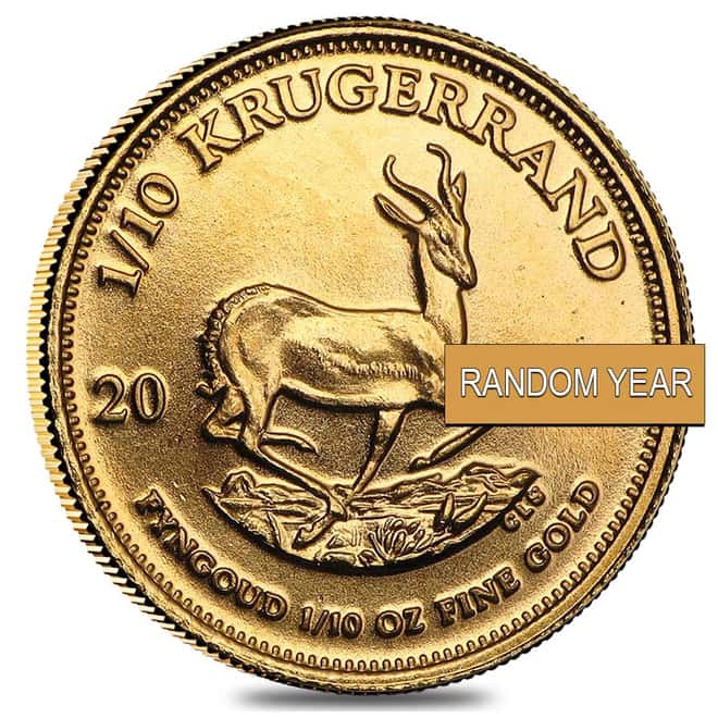 Roll of 50 - 1/10 oz South African Krugerrand Gold Coin (Random Year)