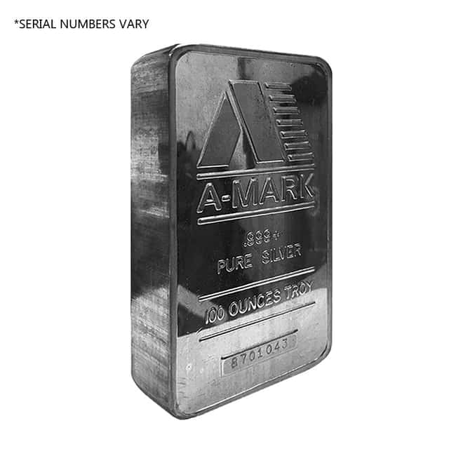 100 oz A-Mark Vintage Pressed Silver Bar .999 Fine