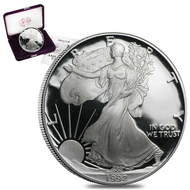 1992-S 1 oz Proof Silver American Eagle (w/Box & COA) 