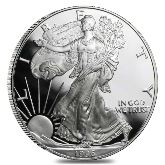 1996-P 1 oz Proof Silver American Eagle (w/Box & COA)