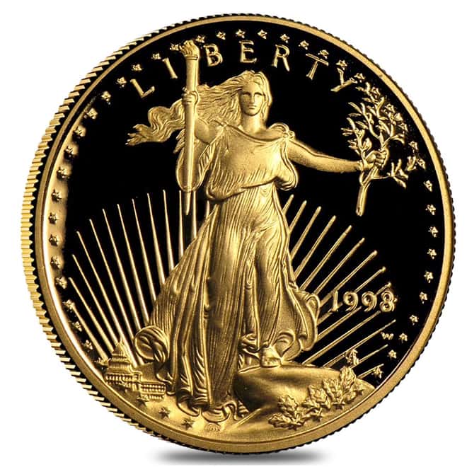 1998-W 1/10 oz $5 Proof Gold American Eagle (w/Box & COA)