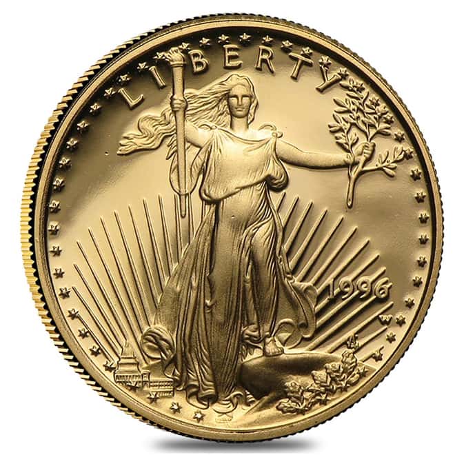1996-W 1/10 oz $5 Proof Gold American Eagle (w/Box & COA)