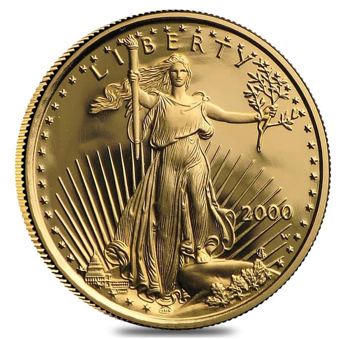 2000-W 1/10 oz $5 Proof Gold American Eagle (w/Box & COA)
