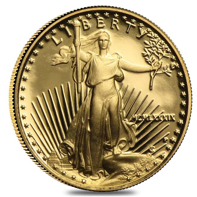 1989-P 1/10 oz $5 Proof Gold Eagle (W/COA & Box)