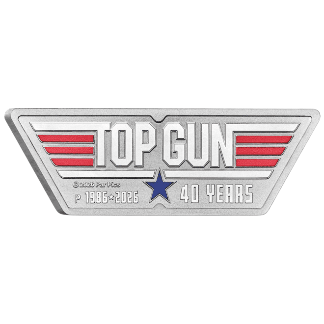 2026 1 oz 40 Years of Top Gun Colorized Logo-Shaped Silver Coin Perth Mint