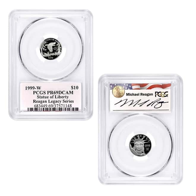 1999 W 1.85 oz Proof Platinum American Eagle 4-Coin Set PCGS PF 69 (Michael Reagan Sign)
