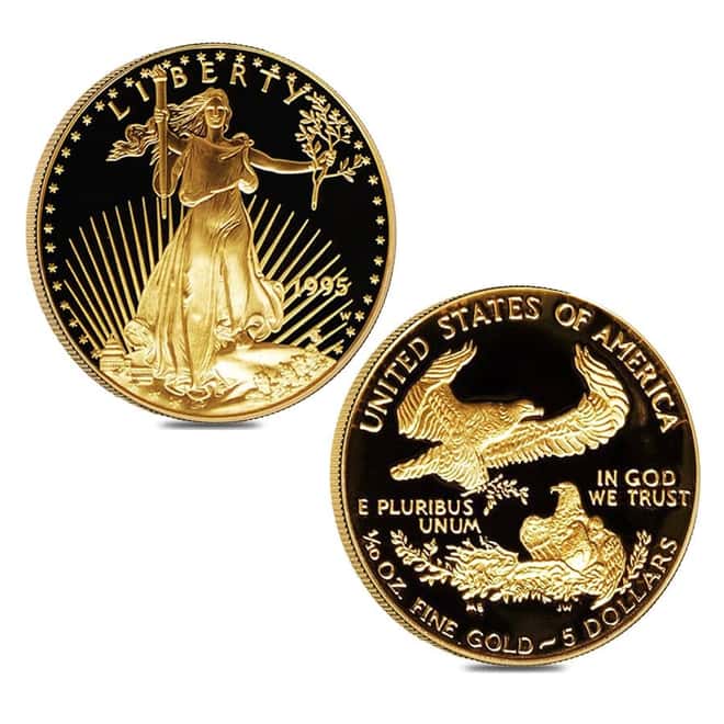 1995 W Proof Gold / Silver American Eagle 10th Ann. 5-Coin Set (w/Box & COA)