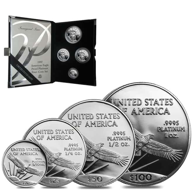1997 W Platinum 1.85 oz American Eagle Proof 4-coin set W/Box & COA