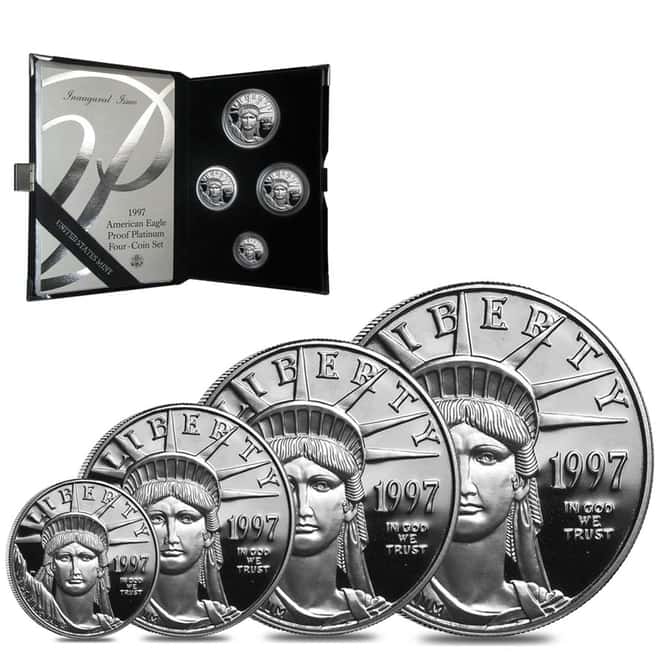 1997 W Platinum 1.85 oz American Eagle Proof 4-coin set W/Box & COA