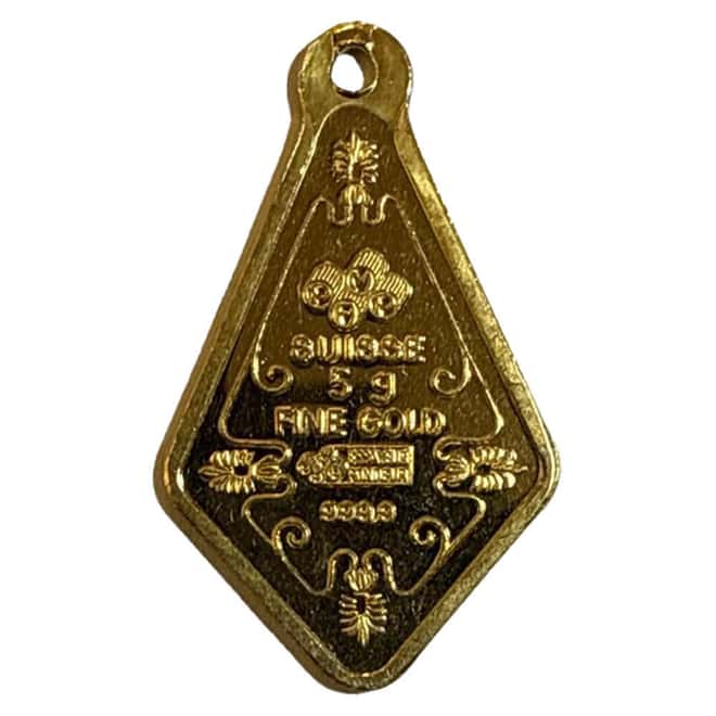 5 Gram PAMP Suisse Lakshmi Gold Pendant .9999 Fine (Scruffy)