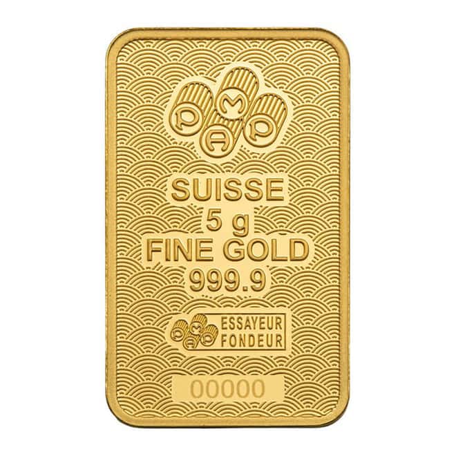 5 Gram PAMP Suisse Koi Fish Gold Bar .9999 Fine (in Assay)