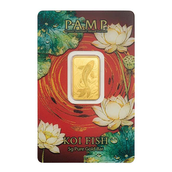 5 Gram PAMP Suisse Koi Fish Gold Bar .9999 Fine (in Assay)