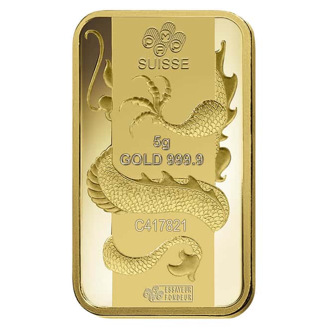 5 Gram PAMP Suisse Year of the Dragon Gold Bar (in Assay)