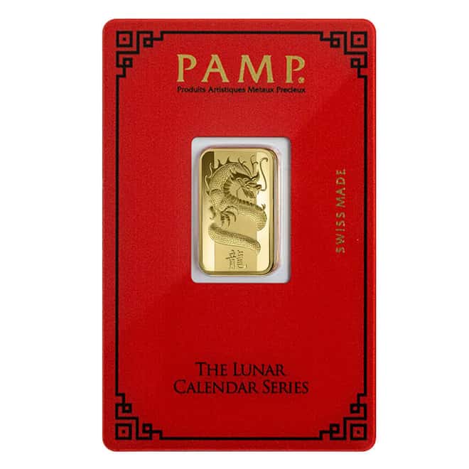 5 Gram PAMP Suisse Year of the Dragon Gold Bar (in Assay)