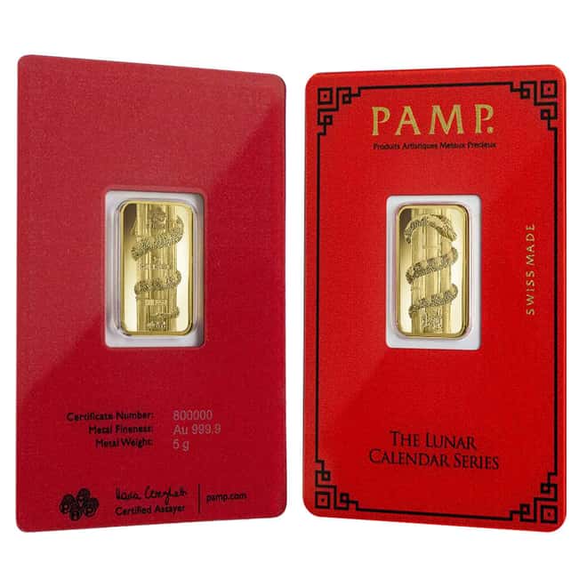 5 Gram PAMP Suisse Year of the Snake Gold Bar (in Assay)
