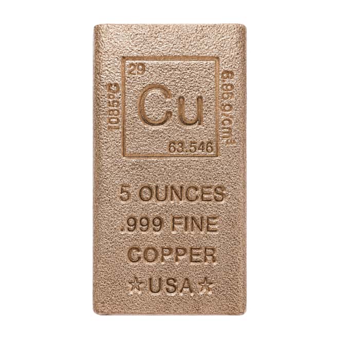 5 oz Copper Element Bar .999 Fine (Rounded Edges)