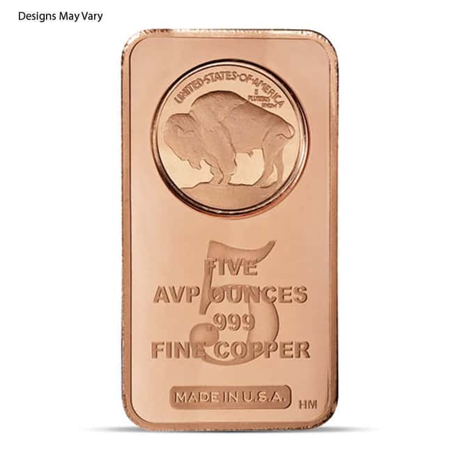 5 oz Generic Copper Bar .999 Fine