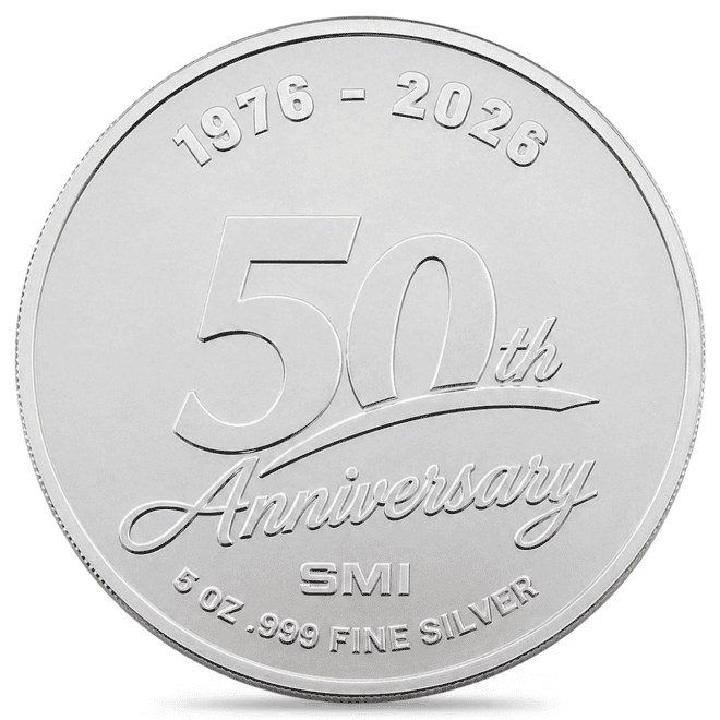 5 oz Sunshine Mint Costco 50th Ann Silver Round .999 Fine