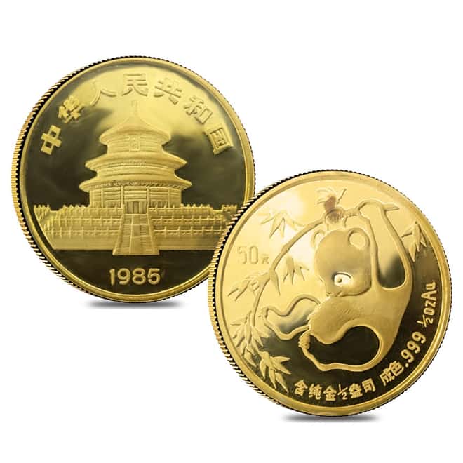 1985 1.9 oz Chinese Gold Panda 5-Coin Set BU (Sealed)