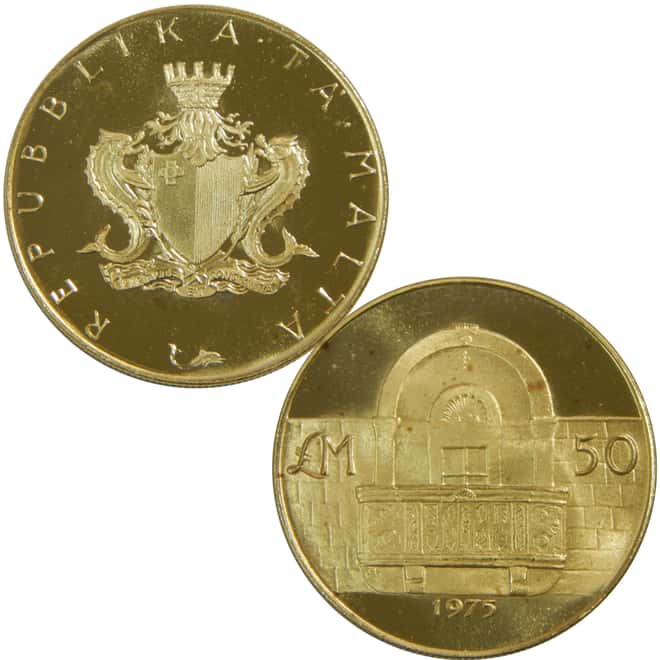 1975 Malta 4th Series Gold 3-coin Set