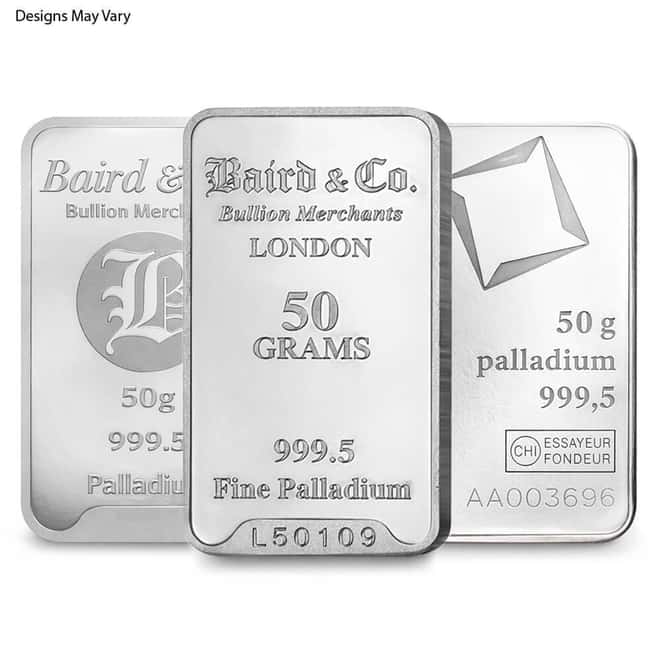 50 Gram Generic Palladium Bar .999+ Fine (Secondary Market)