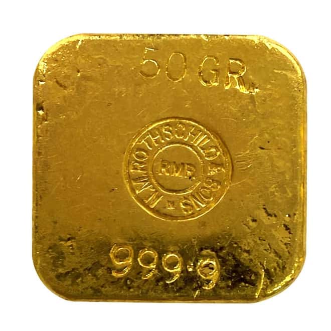 50 gram Gold Bar Rothschild & Sons (RMR) .9999 Fine