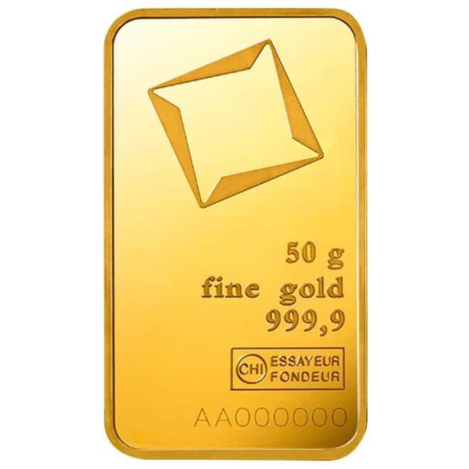 50 gram Gold Bar Valcambi Suisse .9999 Fine (In Assay)