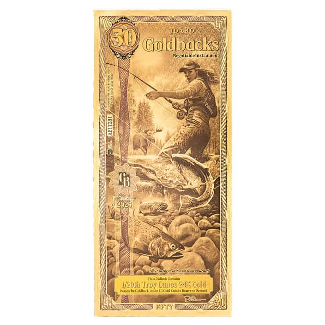 50 Idaho Goldback 1/20 oz 24K Gold Foil Aurum Note