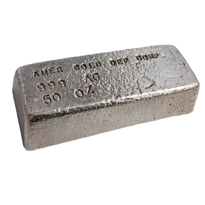 50 oz American Gold Depository Corporation Silver Vintage Bar .999 Fine